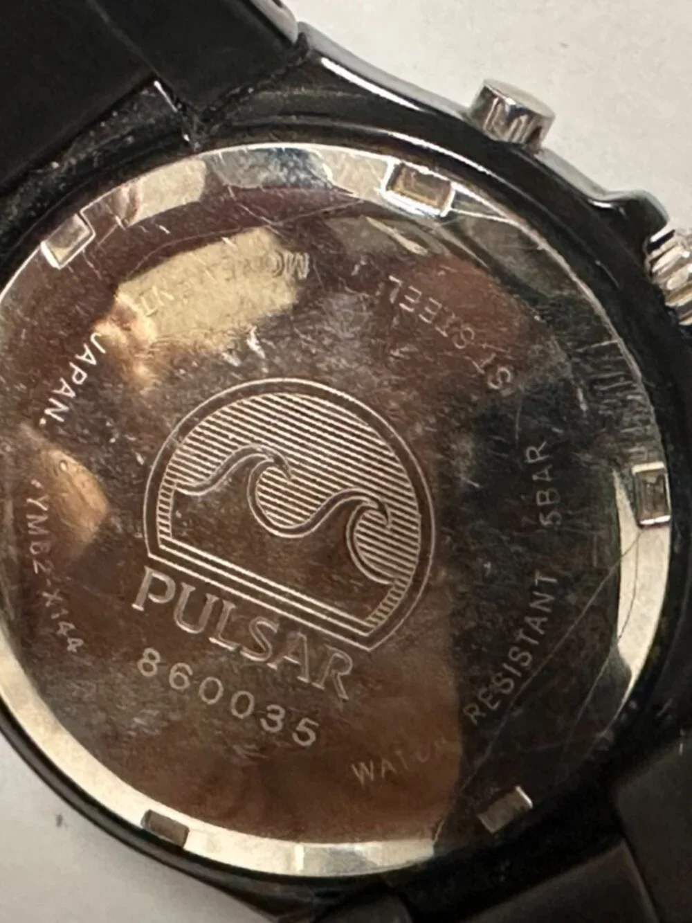 Pulsar Chronograph Mens Watch 38mm Damaged Crystal YM62-X144 New Battery 7.25